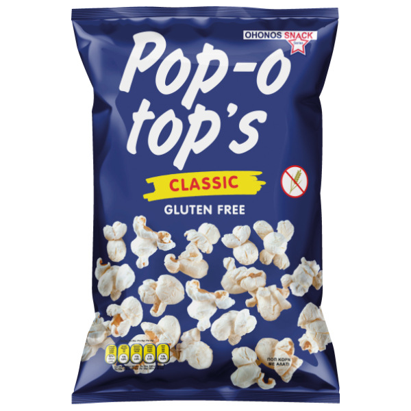 “pop o tops” classic pop corn in aluminium bag