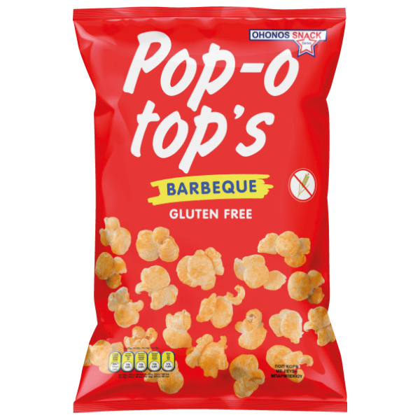 “pop o tops”  pop corn barbeque taste in aluminium bag