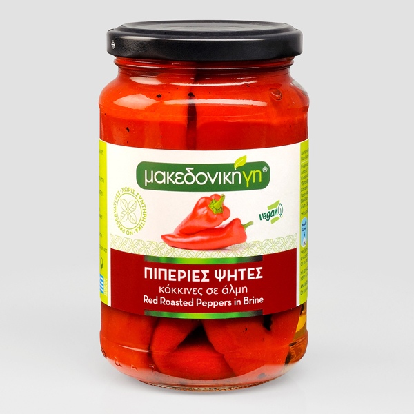“makedoniki gi” red roasted peppers in jar