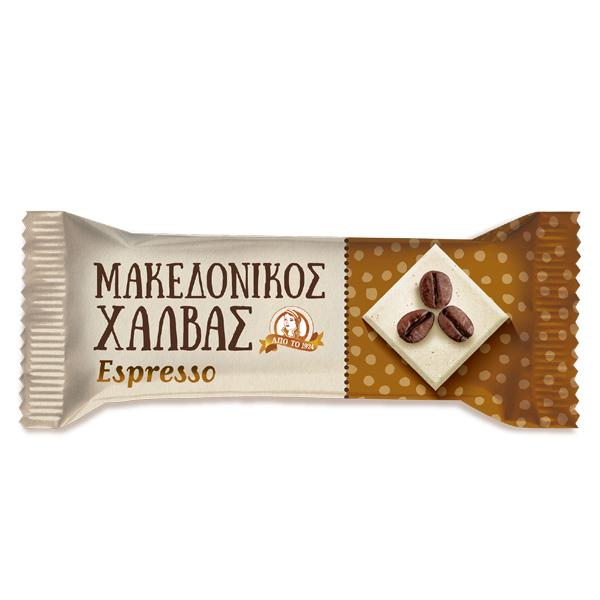 “macedonian” vanilla halva bars with espresso in cellophane