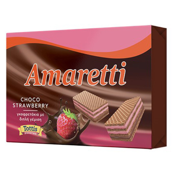 “amaretti choco strawberry” mini wafers filled with chocolate and strawberry cream