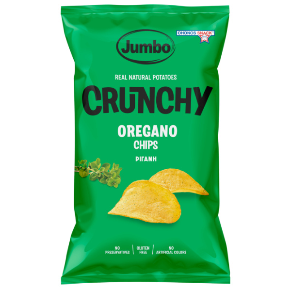 “jumbo” potato chips with oregano in aluminium bag
