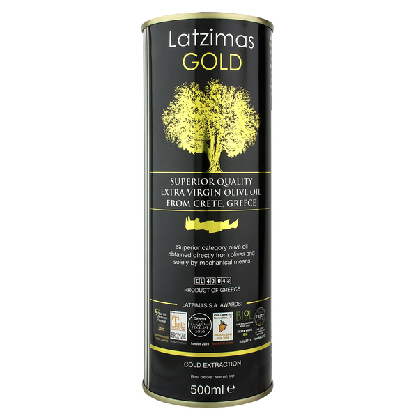 “latzimas gold” extra virgin olive oil in tin